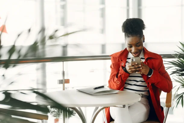woman checking her phone